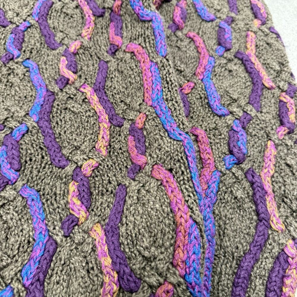 VINTAGE COLOURS ALEXANDER JULIAN 3D KNIT COOGI STYLE LINEN COTTON SWEATER LARGE - Picture 2 of 6